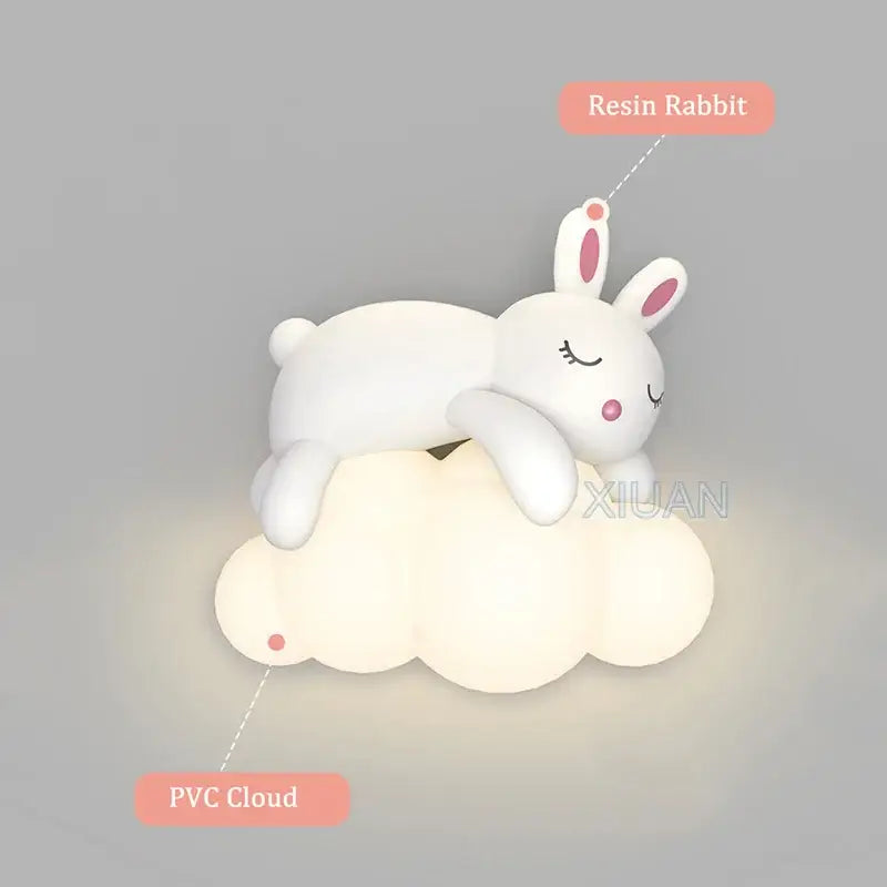 Decorbites cloud bunny lamp bedroom white rabbit wall light