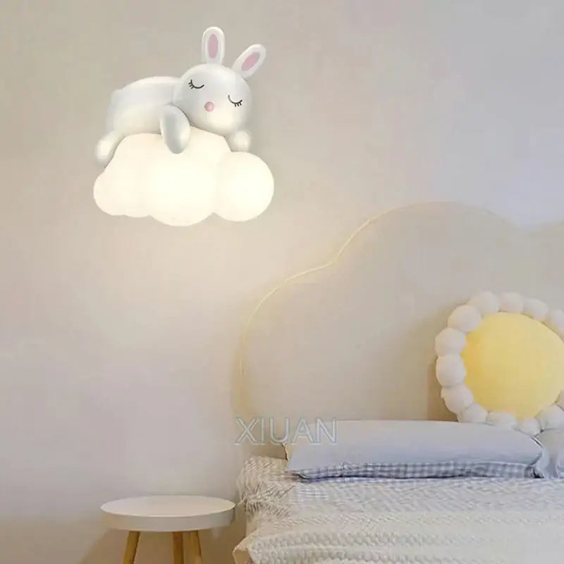 Decorbites cloud bunny lamp bedroom white rabbit wall light