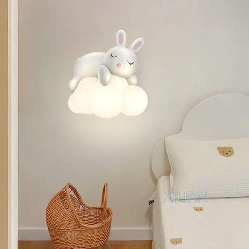 Decorbites cloud bunny lamp bedroom white rabbit wall light