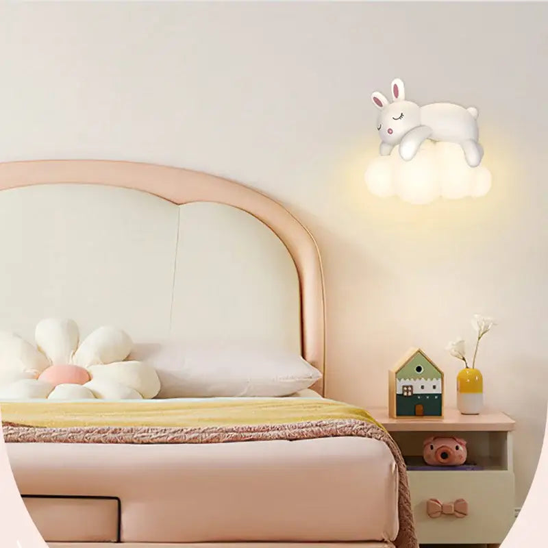 Decorbites cloud bunny lamp bedroom white rabbit wall light