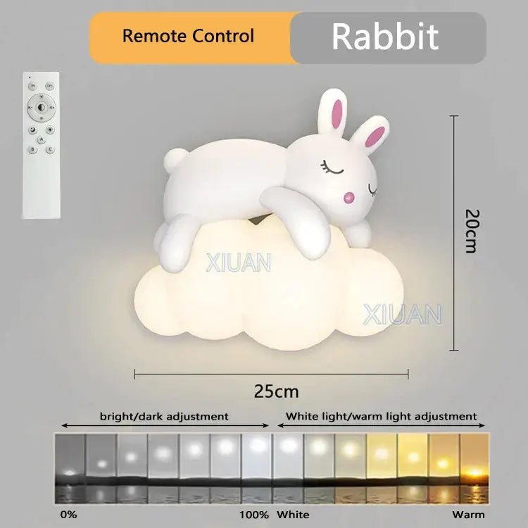 Decorbites cloud bunny lamp bedroom white rabbit wall light