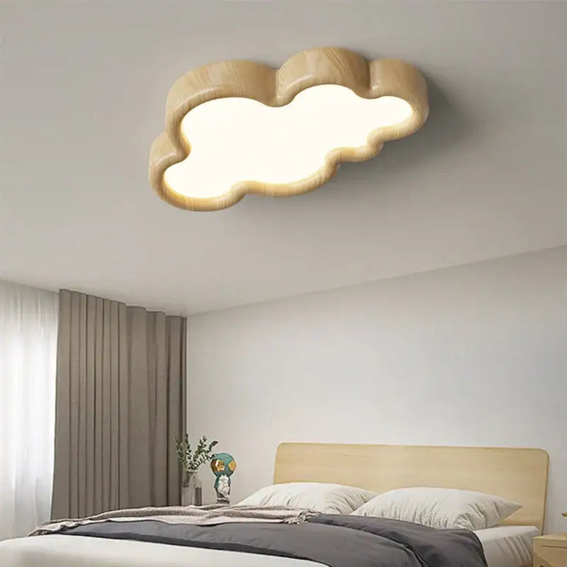 Decorbites cloud led chandelier natural wood light for child room