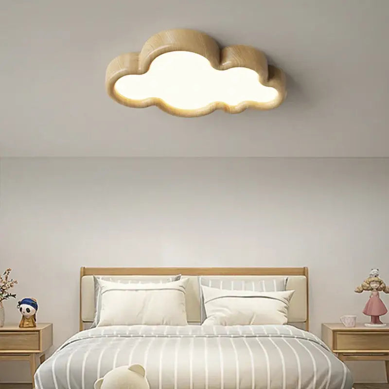 Decorbites cloud led chandelier natural wood light for child room