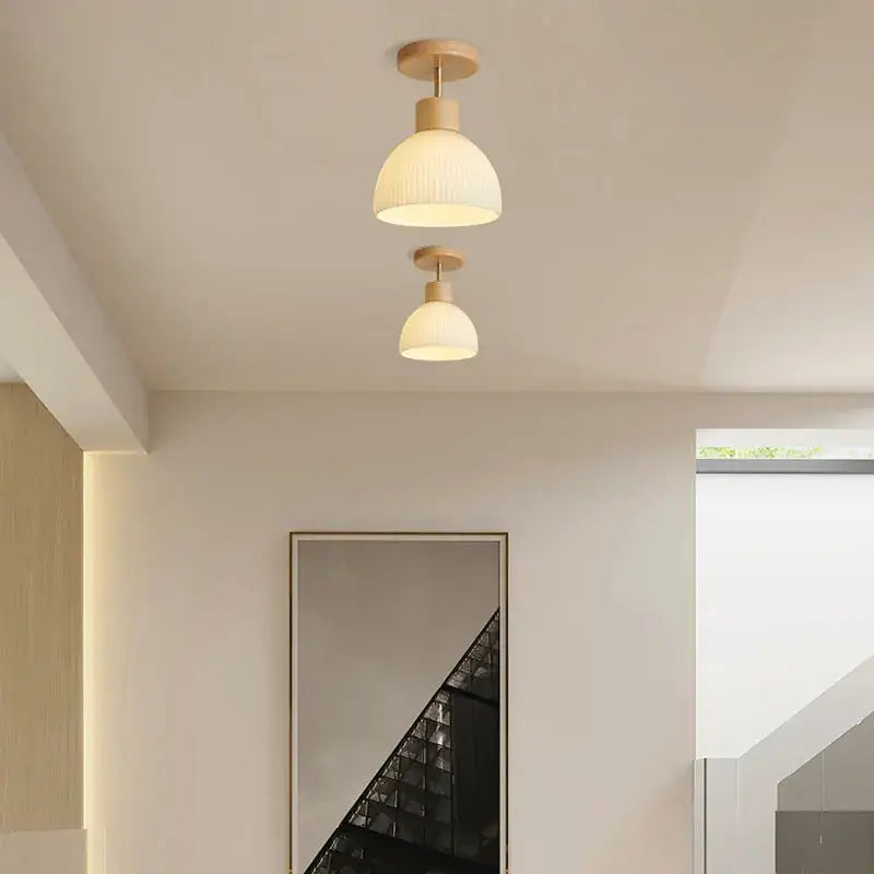 Decorbites coco wood glass ceiling chandelier corridor light