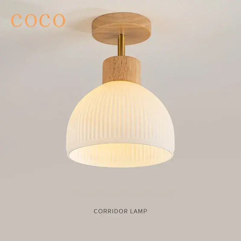 Decorbites coco wood glass ceiling chandelier corridor light