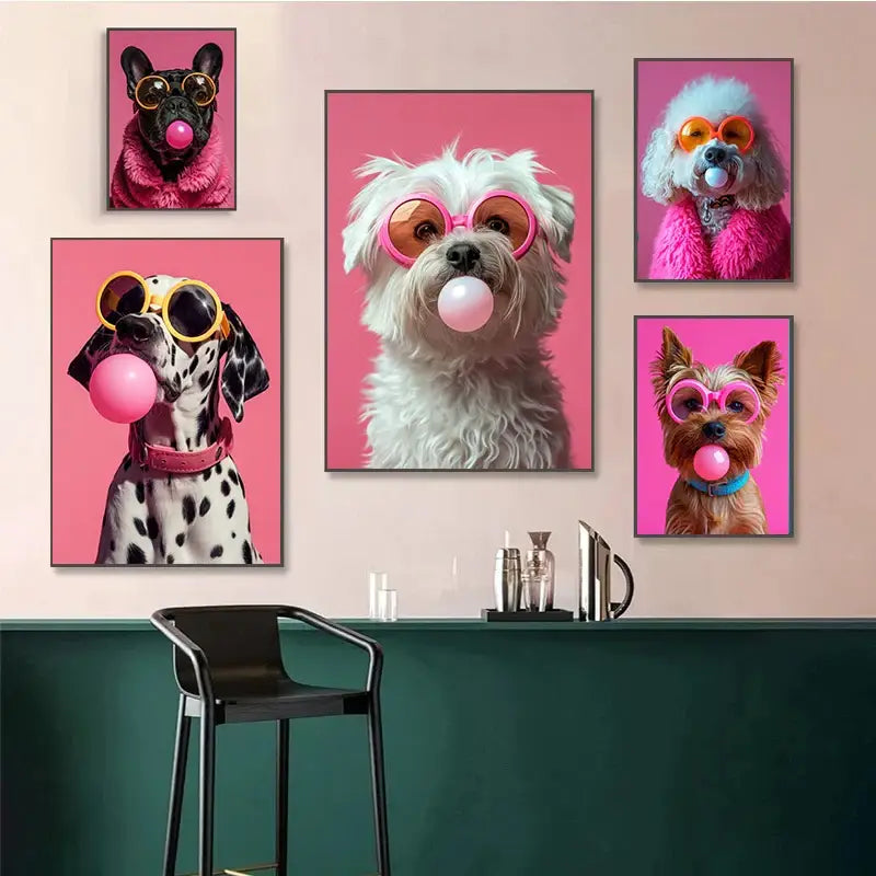 Vibrant colorful dog sunglasses canvas wall art living room decor
