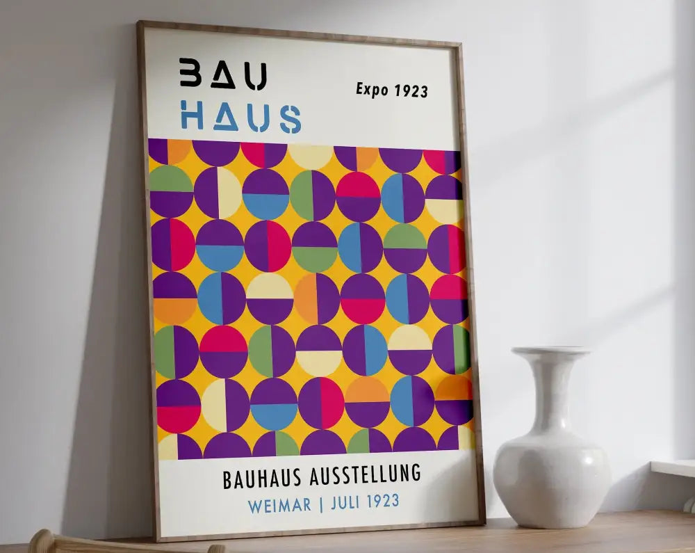 Bauhaus colorful geometric canvas print for living room home decor