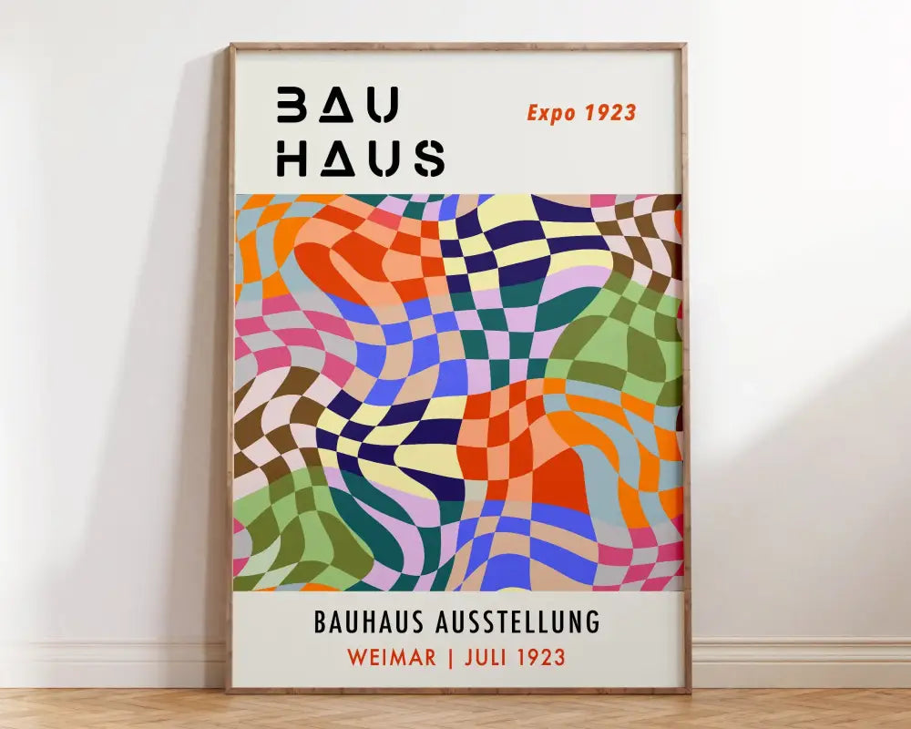 Bauhaus colorful geometric canvas print for living room home decor