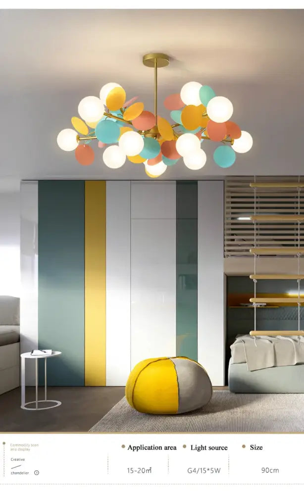 Modern brass colorful led branch chandelier living room light