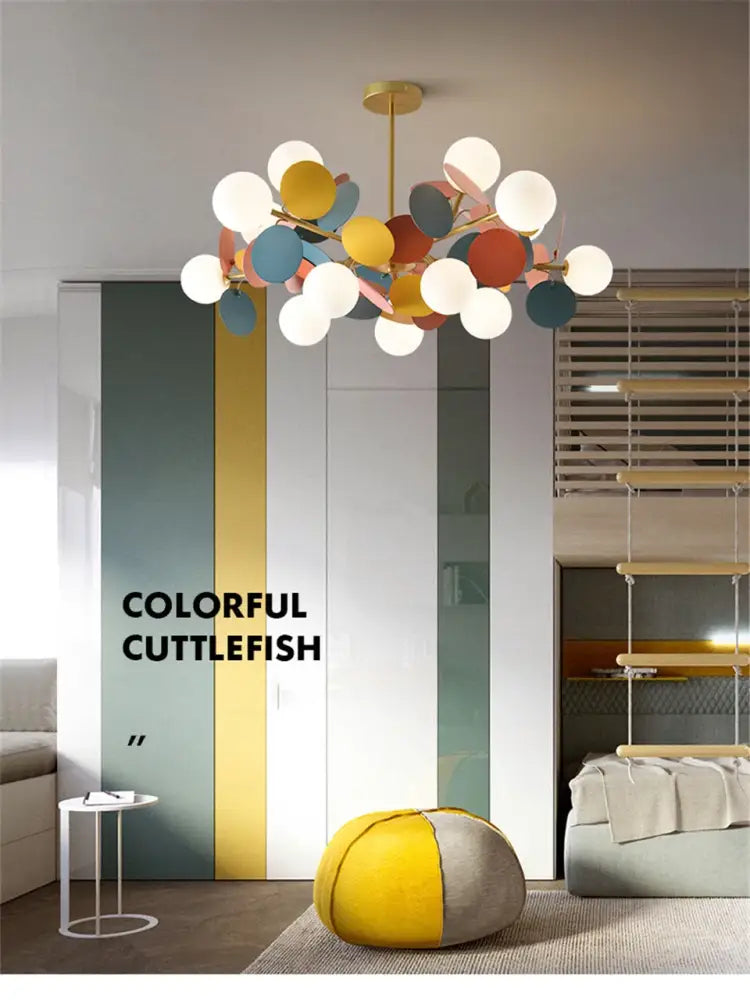 Modern brass colorful led branch chandelier living room light