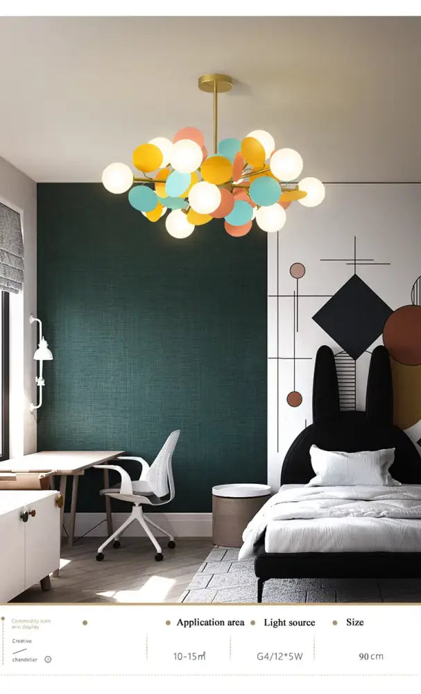 Modern brass colorful led branch chandelier living room light