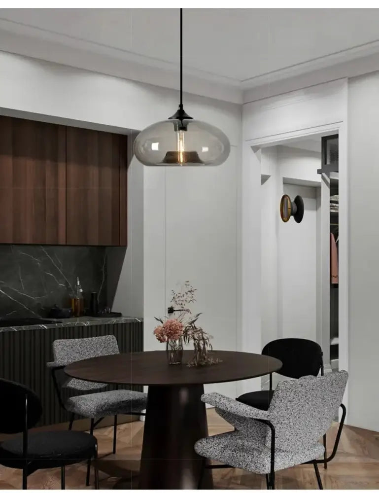 Modern amber & smoky gray glass colorful led pendant lights dining room