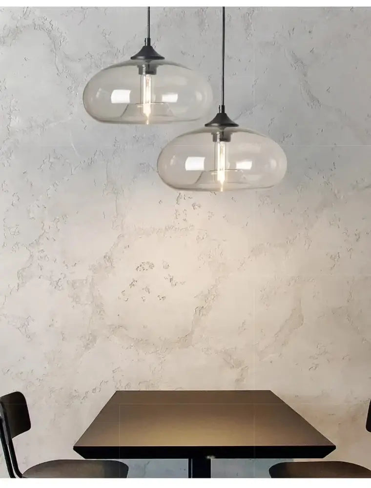 Modern amber & smoky gray glass colorful led pendant lights dining room