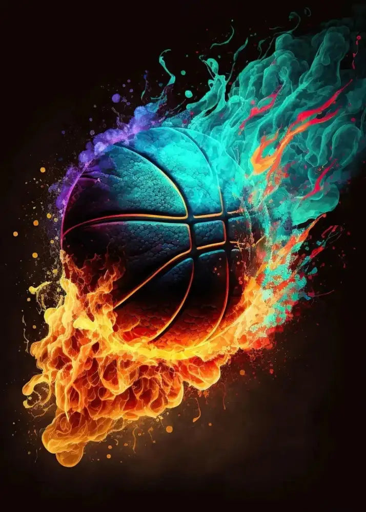 Cosmic colorful sport basketball canvas prints bedroom wall art