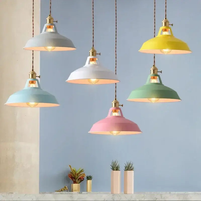 Pastel industrial retro pendant lights kitchen brass hardware
