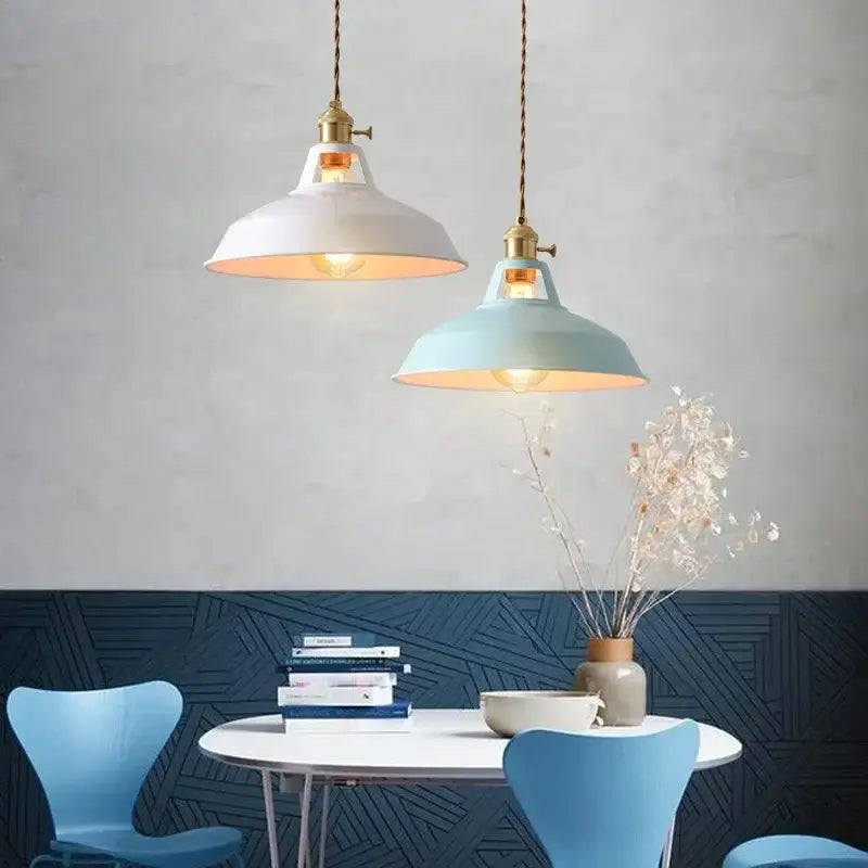 Pastel industrial retro pendant lights kitchen brass hardware