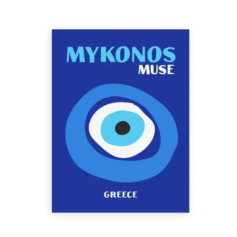 Preppy color mykonos greece travel poster bedroom art print
