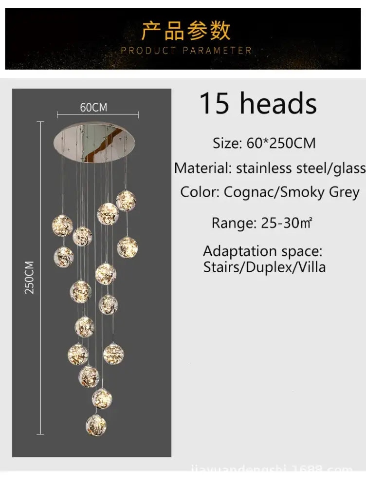 Modern spiral crystal ball chandelier dining room pendant light