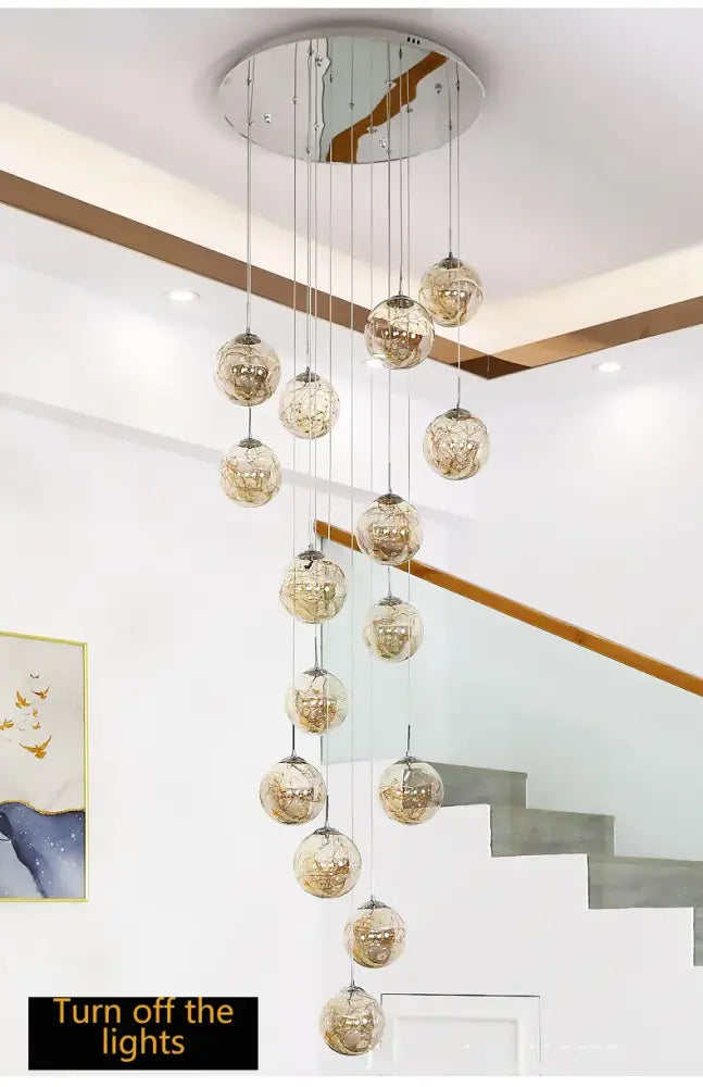 Modern spiral crystal ball chandelier dining room pendant light