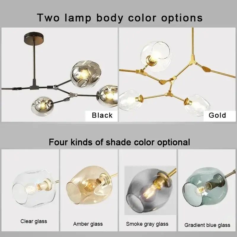 Modern teal glass bubble chandelier living room eight globe light