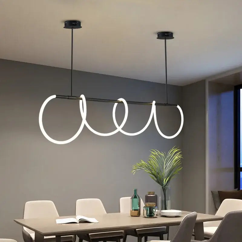 Modern gold curved contemporary led chandelier dining room light