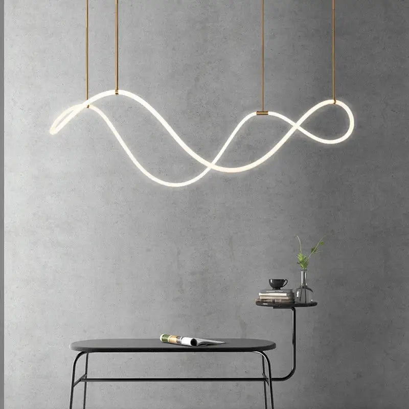 Modern gold curved contemporary led chandelier dining room light