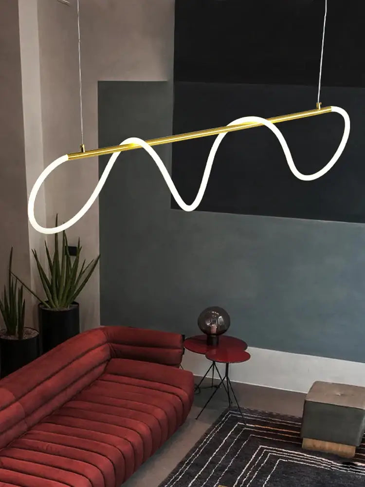 Modern gold curved contemporary led chandelier dining room light