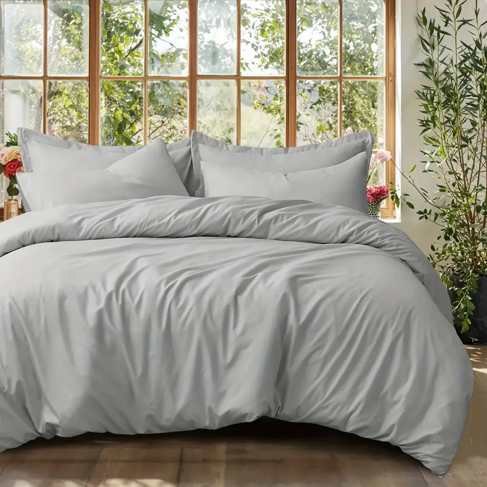 Black satin cotton duvet cover set bedroom textured pillow accent