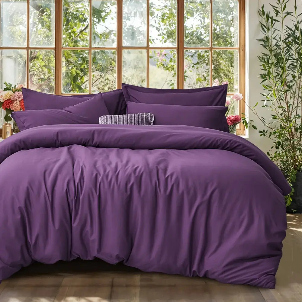 Black satin cotton duvet cover set bedroom textured pillow accent