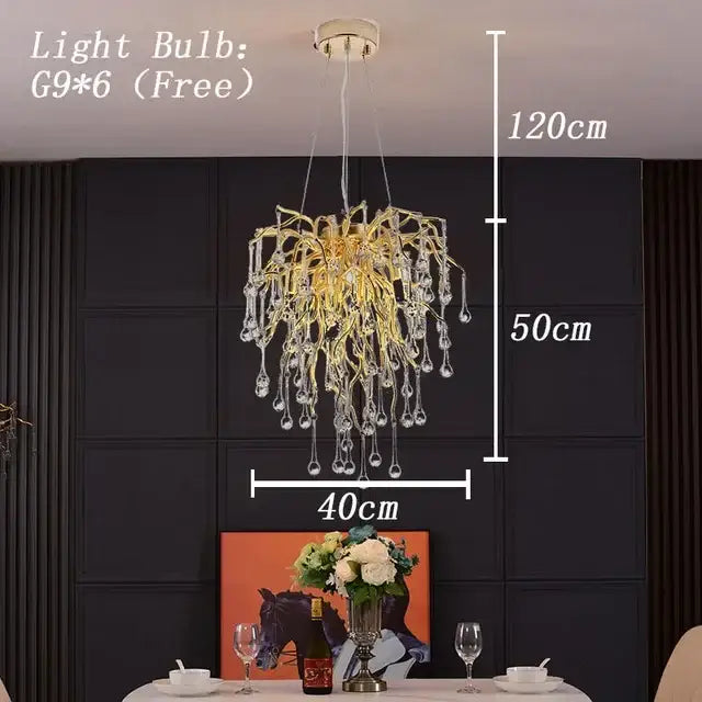 Decorbites copper branch water crystal chandelier for living room