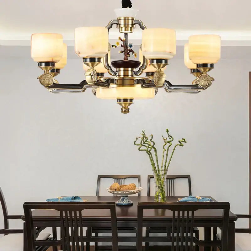 Decorbites copper jade duplex chandelier for living room branch design