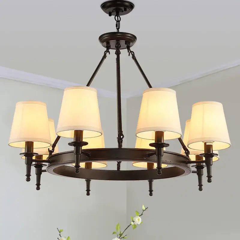 Decorbites country fabric brass chandelier for bedroom with 3 shades