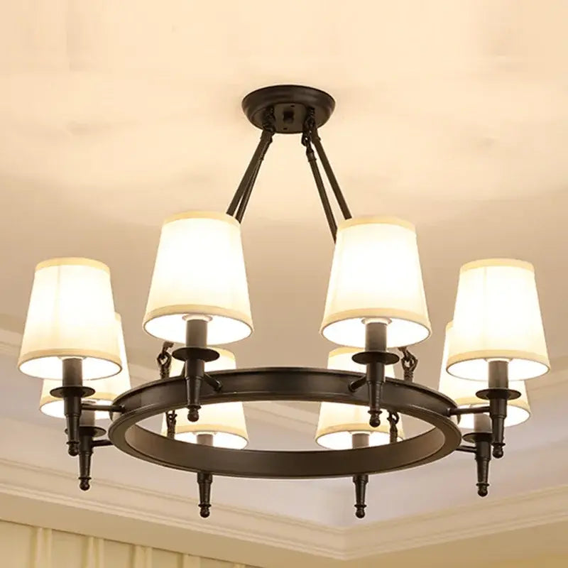 Decorbites country fabric brass chandelier for bedroom with 3 shades
