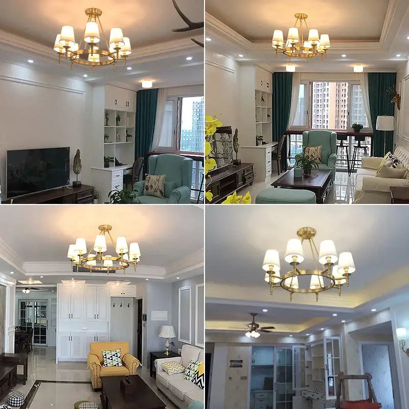Decorbites country fabric brass chandelier for bedroom with 3 shades