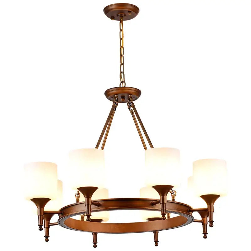 Decorbites country fabric brass chandelier for bedroom with 3 shades