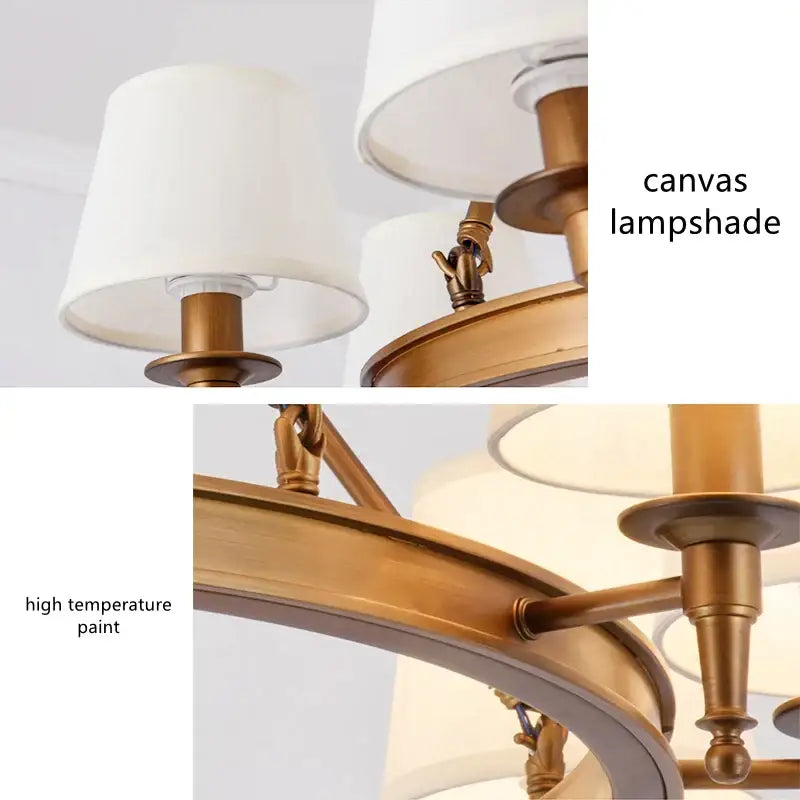 Decorbites country fabric brass chandelier for bedroom with 3 shades