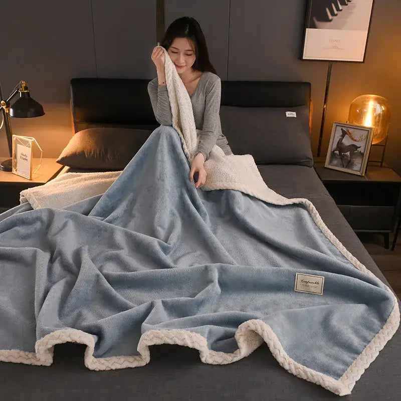 Decorbites cozy autumn gray & white plush blanket – living room throw