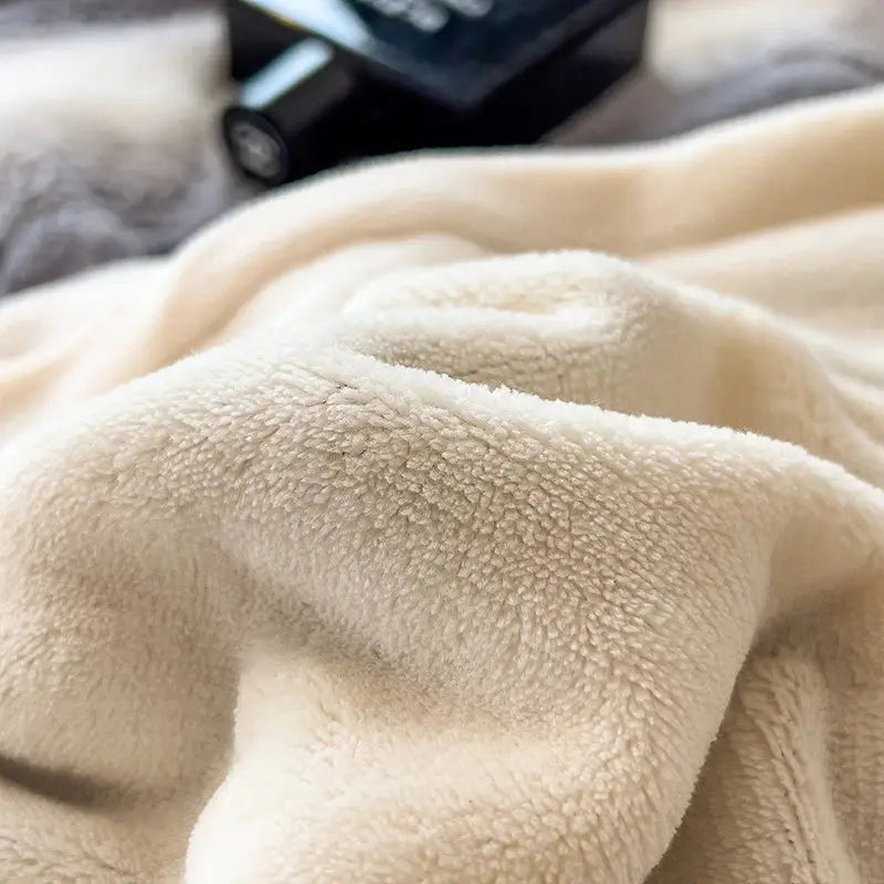 Decorbites cozy faux fur gray & white bedding set bedroom plush cover