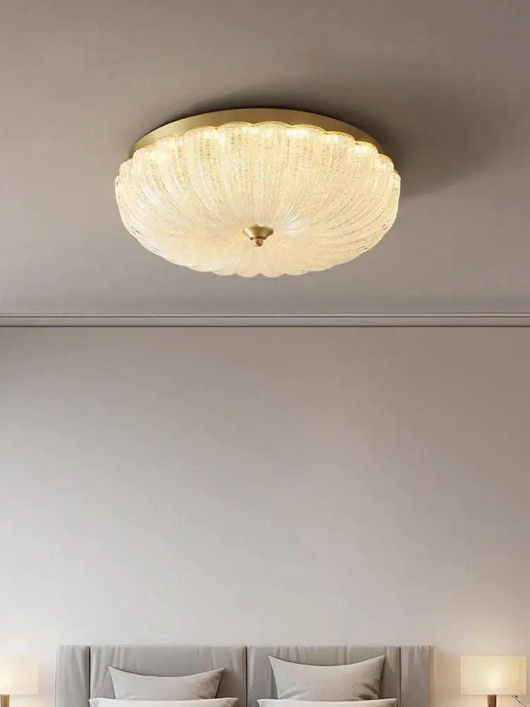 Decorbites cream air ceiling lamp for bedroom gold ribbed glass