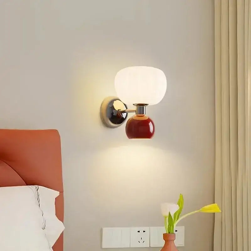 Decorbites cream breeze frosted glass pumpkin wall sconce bedroom light