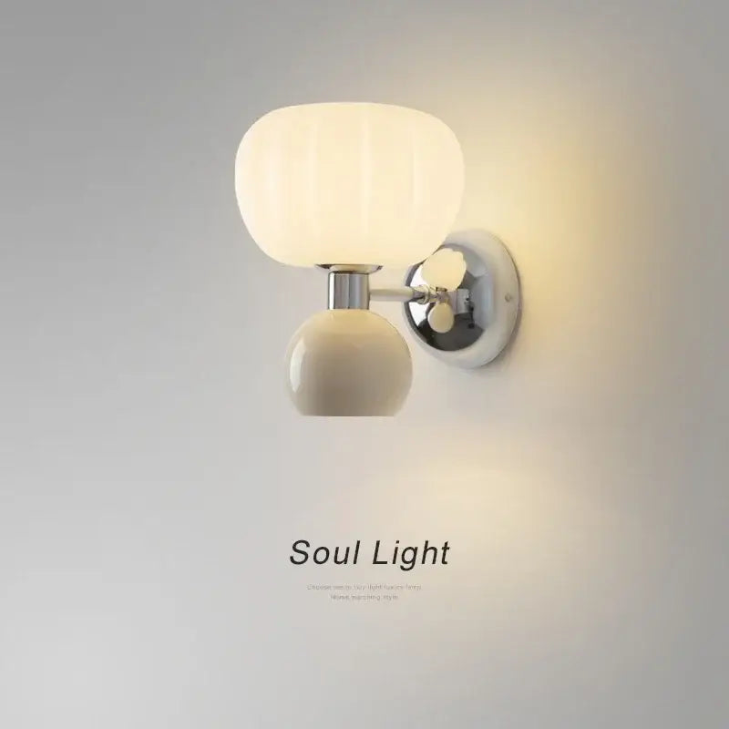 Decorbites cream breeze frosted glass pumpkin wall sconce bedroom light