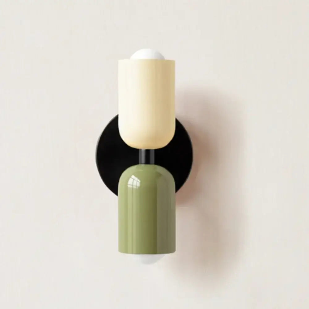 Decorbites cream double head wall lamp bedroom olive green & black