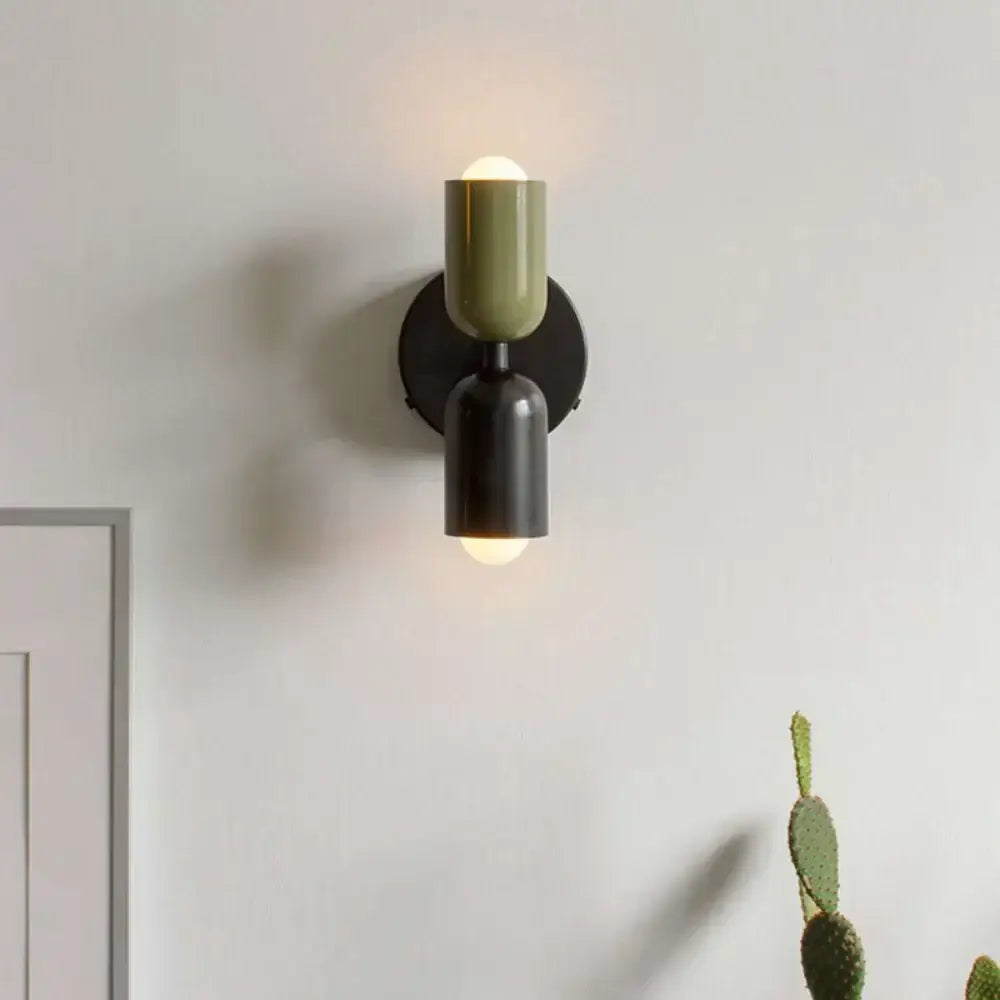 Decorbites cream double head wall lamp bedroom olive green & black