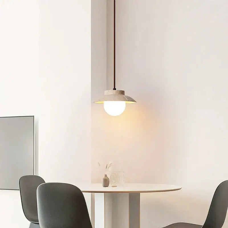 Decorbites cream stone pendant lamp bedroom textured concrete light