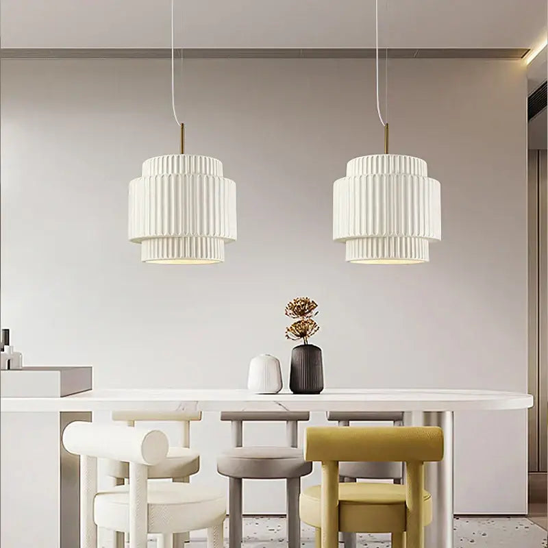 Decorbites cream wind led chandelier – dining room fluted pendant light