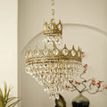 Decorbites crown crystal chandelier gold pendant light for bedroom