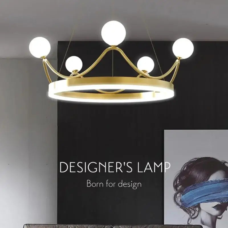 Decorbites crown led chandelier gold and white kids room pendant light