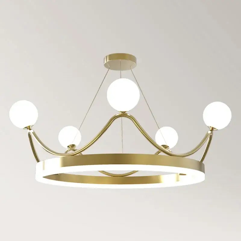 Decorbites crown led chandelier gold and white kids room pendant light