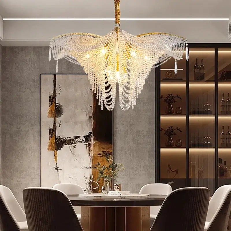 Decorbites crystal butterfly gold tassel chandelier living room light