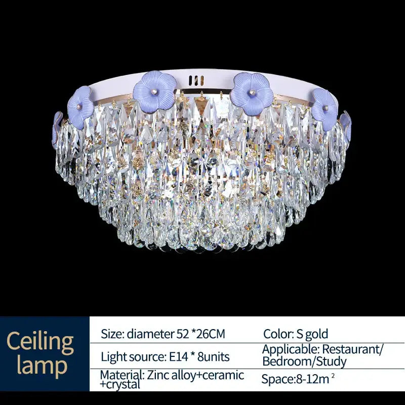 Decorbites crystal candle chandelier gold & blue living room light
